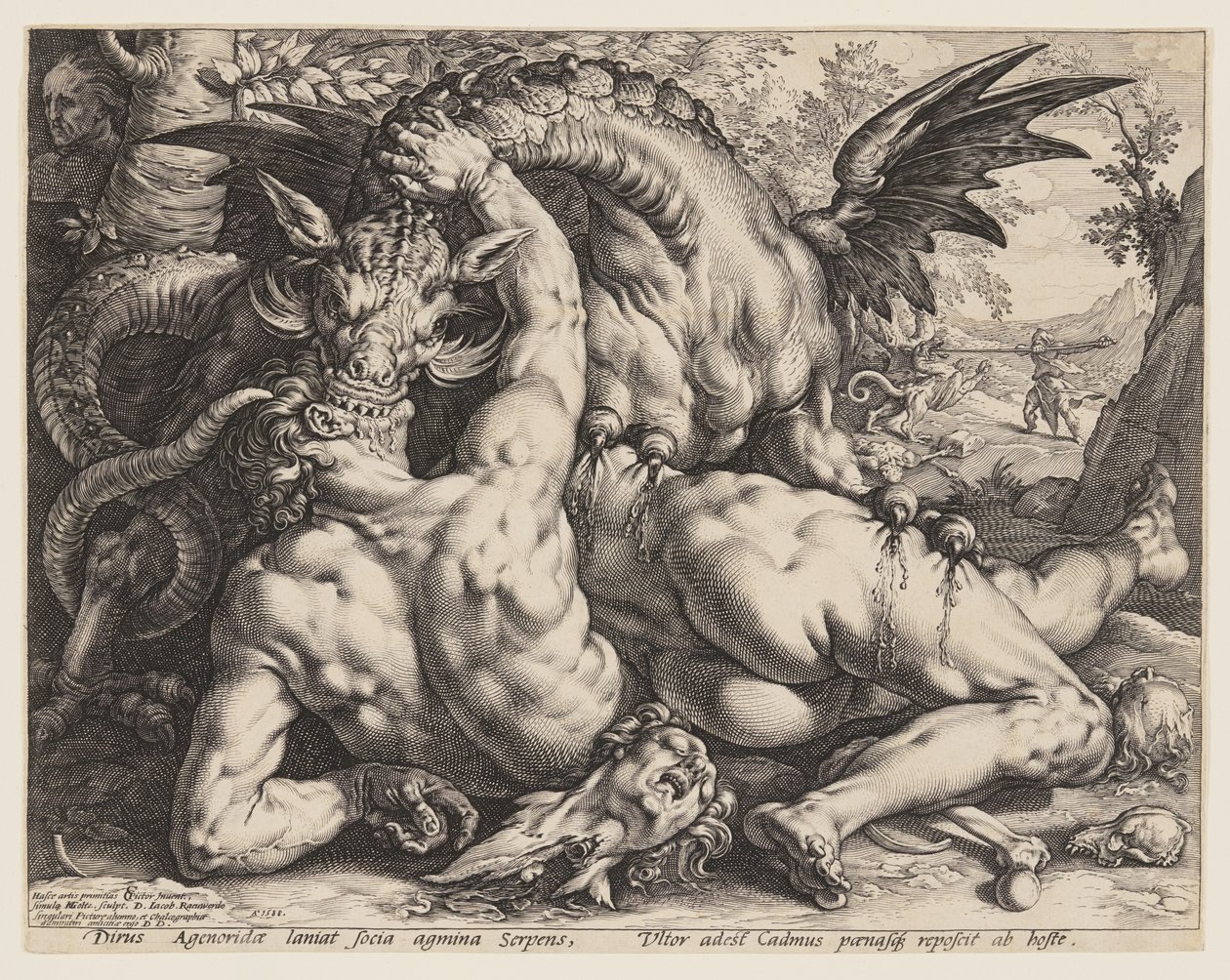Der Drache, der die Gefährten von Kadmos verschlingt von Hendrick Goltzius