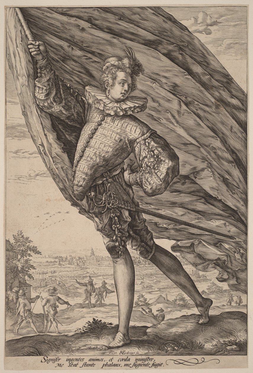 Der Standartenträger, nach links gewandt von Hendrick Goltzius