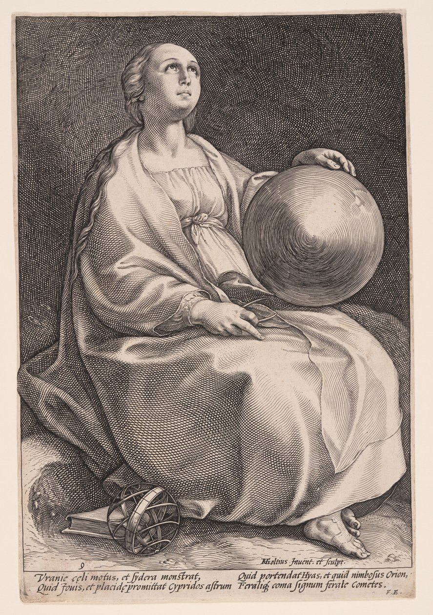 Urania, die Muse der Astronomie, aus Die neun Musen von Hendrick Goltzius