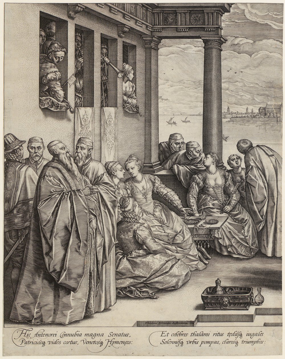 Venezianische Hochzeit [linke Blatthälfte] von Hendrick Goltzius