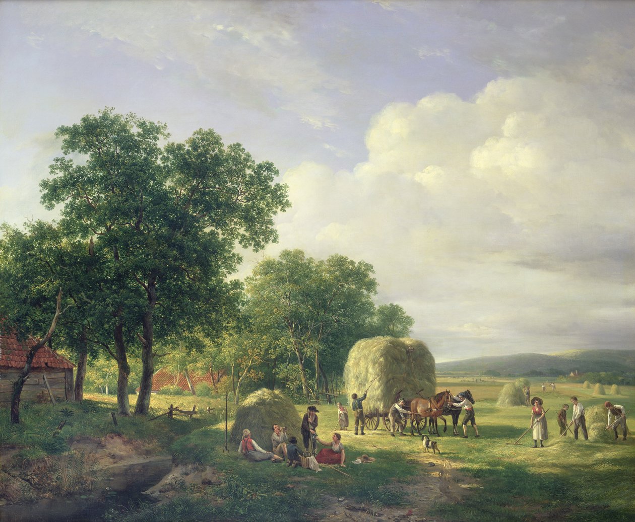 Waldlandschaft mit Heuarbeitern, 1822 von Hendrick van de Sande Bakhuyzen