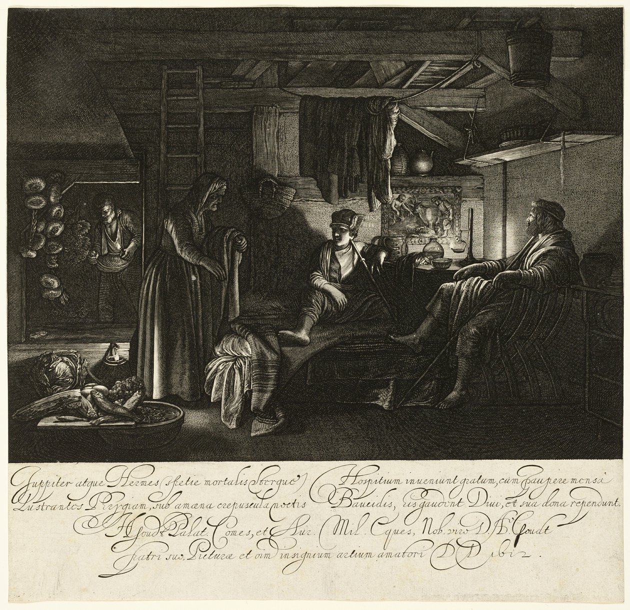 Jupiter und Merkur im Haus von Philemon und Baucis von Hendrick von Goudt
