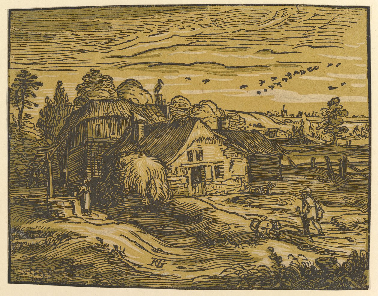 Landschaft mit Hütte (ca. 1597-98) von Hendrik Goltzius