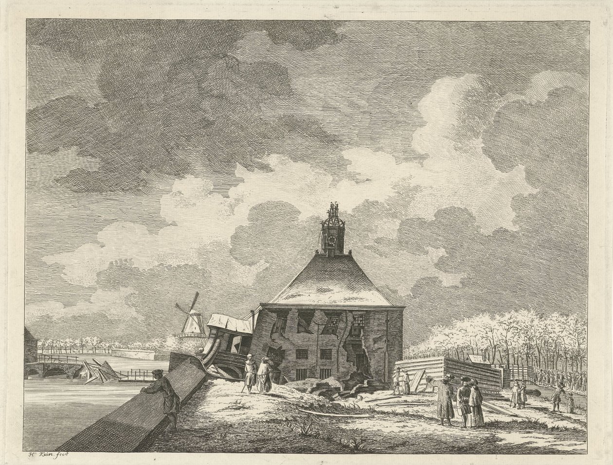 Versacktes Muiderpoort, gesehen von der Schanze, 1769 von Hendrik Keun