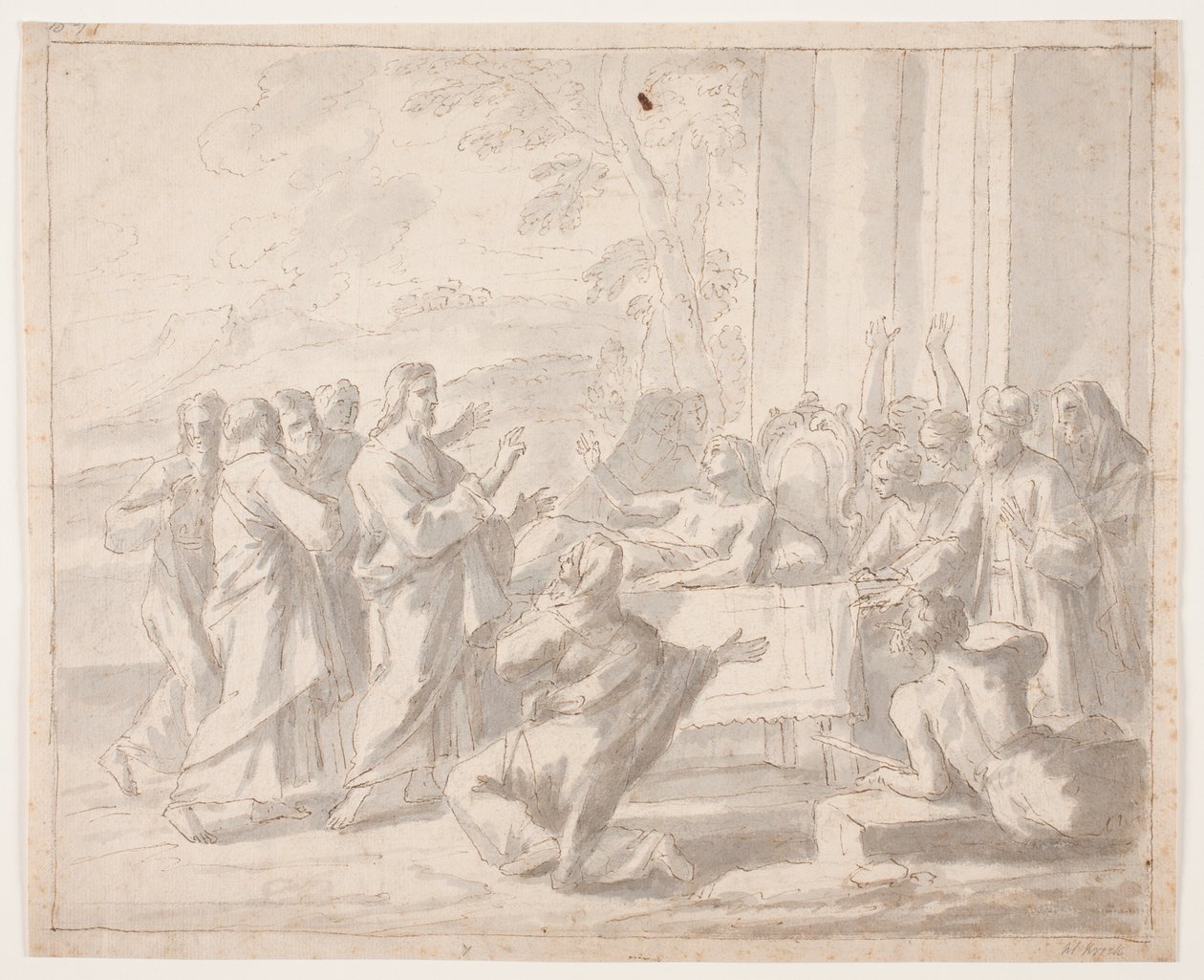 Die Auferweckung des Sohnes der Witwe von Nain (Luk. 7,11 ff) von Hendrik Krock