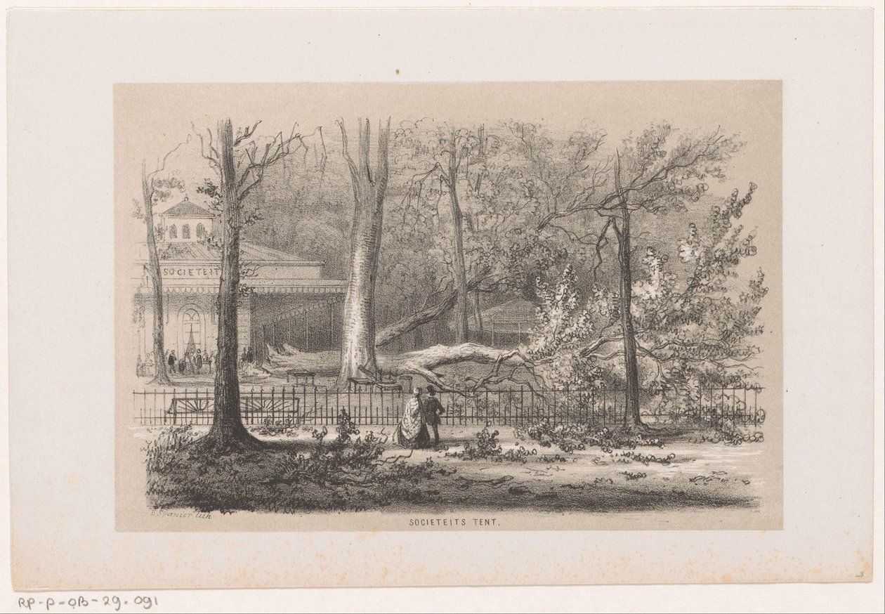 Umgestürzter Baum bei der Gesellschaft, nach dem Sturm vom 28. Mai 1860 von Hendrik Wilhelmus Last