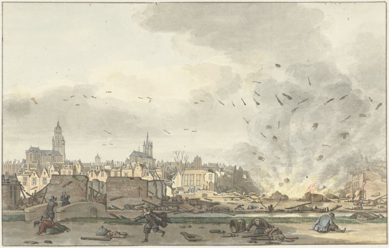 Die Explosion des Pulverhauses in Delft, 12. Oktober 1654 von Hendrik de Winter (signed by artist)