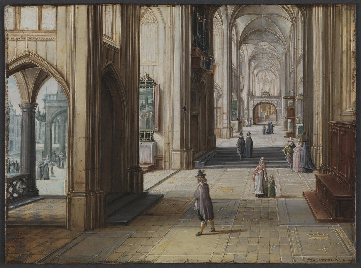 Inneres einer gotischen Kirche, Blick nach Osten von Hendrik van II Steenwijck