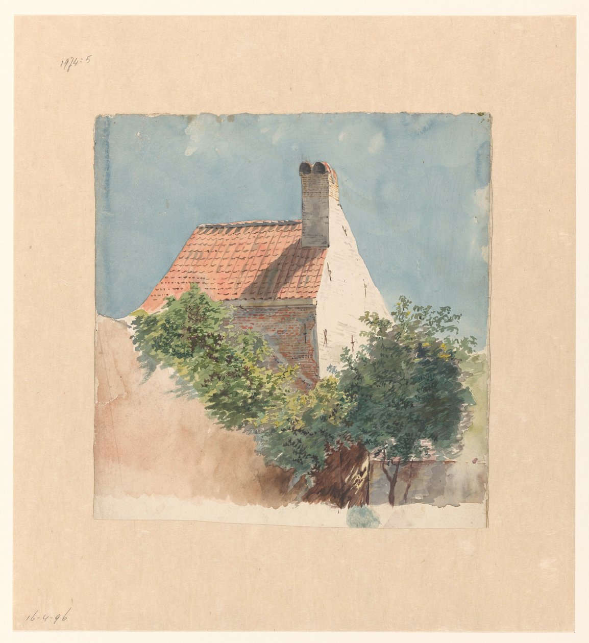 Studie eines Backsteinhauses von Hendrik van der Burgh