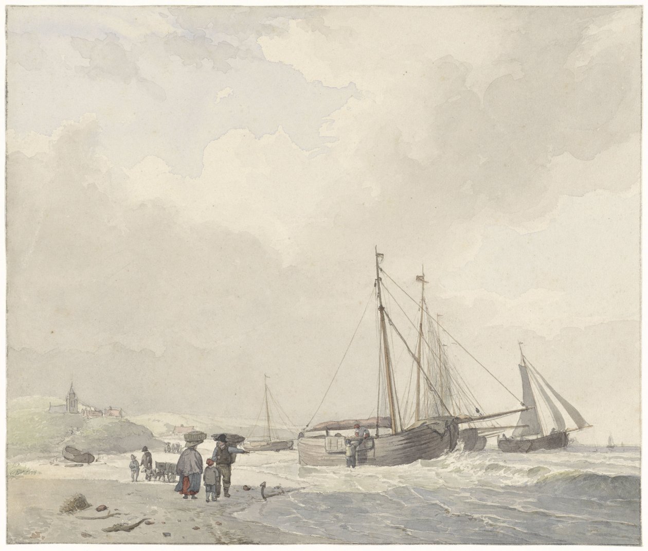 Ansicht des Strandes bei Scheveningen von Hendrikus van de Sande Bakhuyzen