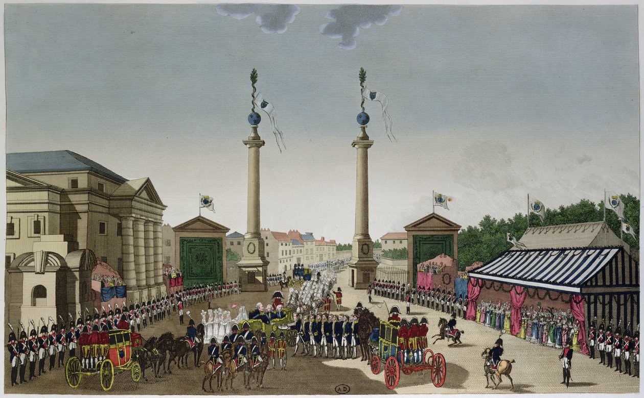 Übergabe der Schlüssel von Paris an König Louis XVIII an der Barriere Saint-Denis am 3. Mai 1814, ca. 1815-20 von Henri Courvoisier Voisin