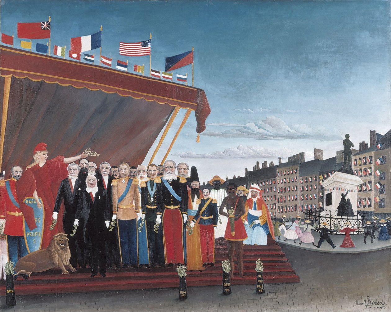 Die Vertreter ausländischer Mächte kommen, um die Republik als Zeichen des Friedens zu begrüßen von Henri Rousseau