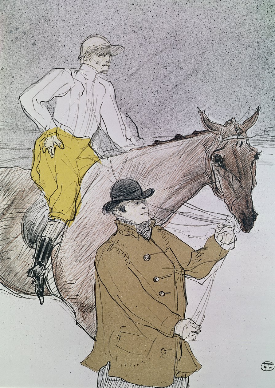 Der Jockey wird zum Start geführt von Henri de Toulouse Lautrec