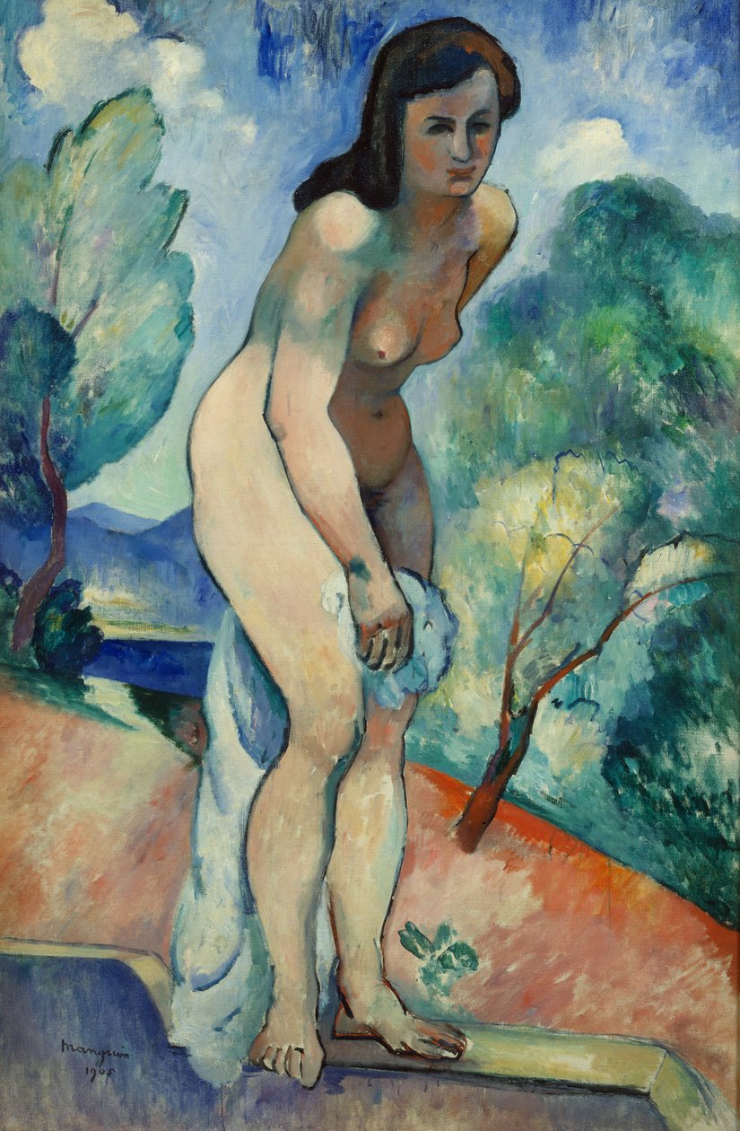 Jeanne am Rand des Schwimmbeckens von Henri-Charles Manguin
