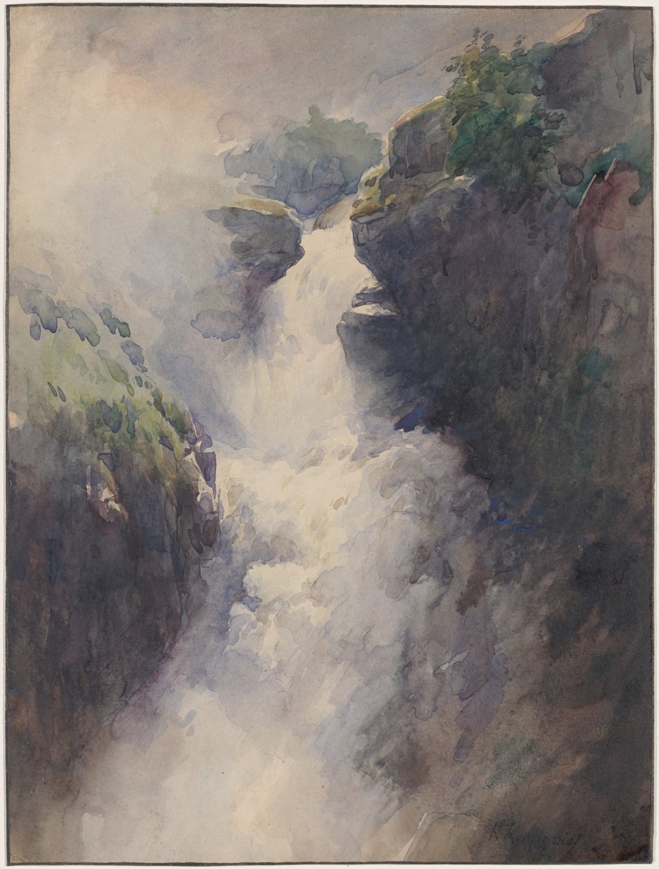 Ein Wasserfall in den Bergen von Henri-Joseph Harpignies