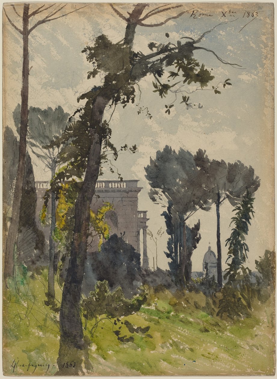 Blick auf die Kuppel von St. Peter, Rom von Henri-Joseph Harpignies