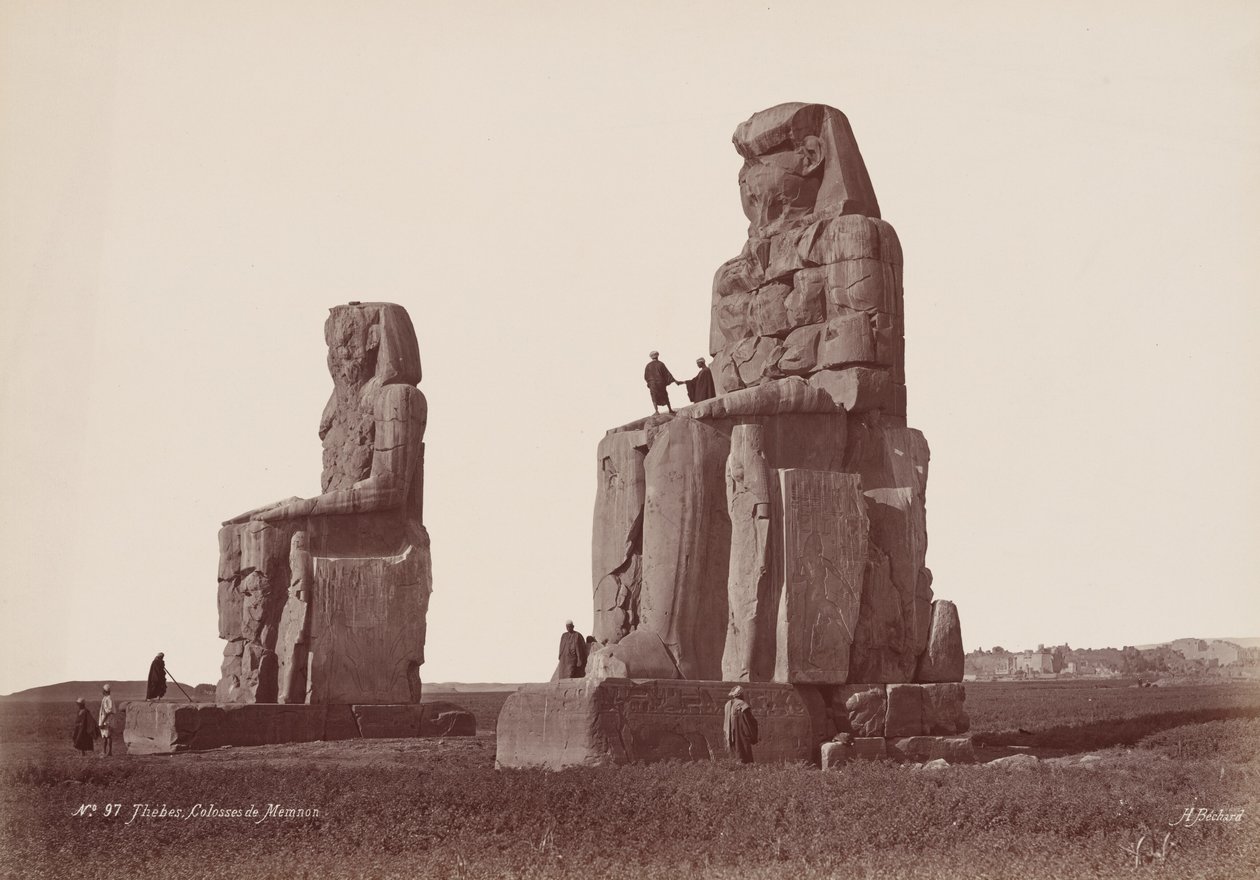 Theben, Kolosse von Memnon, 1870er von Henri Béchard