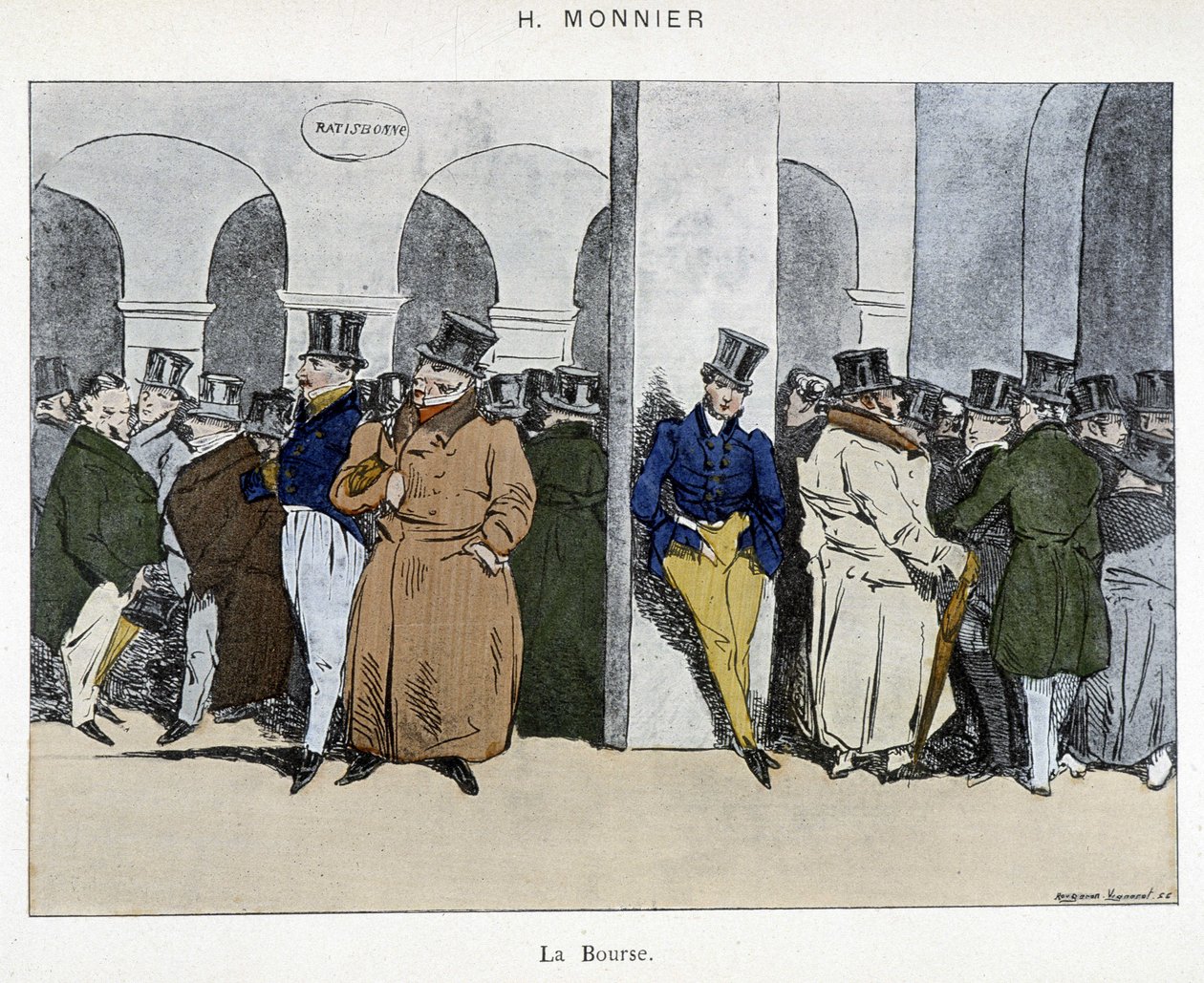 Geschäftsleute der Pariser Börse - Zeichnung von Henri Monnier, frühes 19. Jahrhundert von Henri Bonaventure Monnier