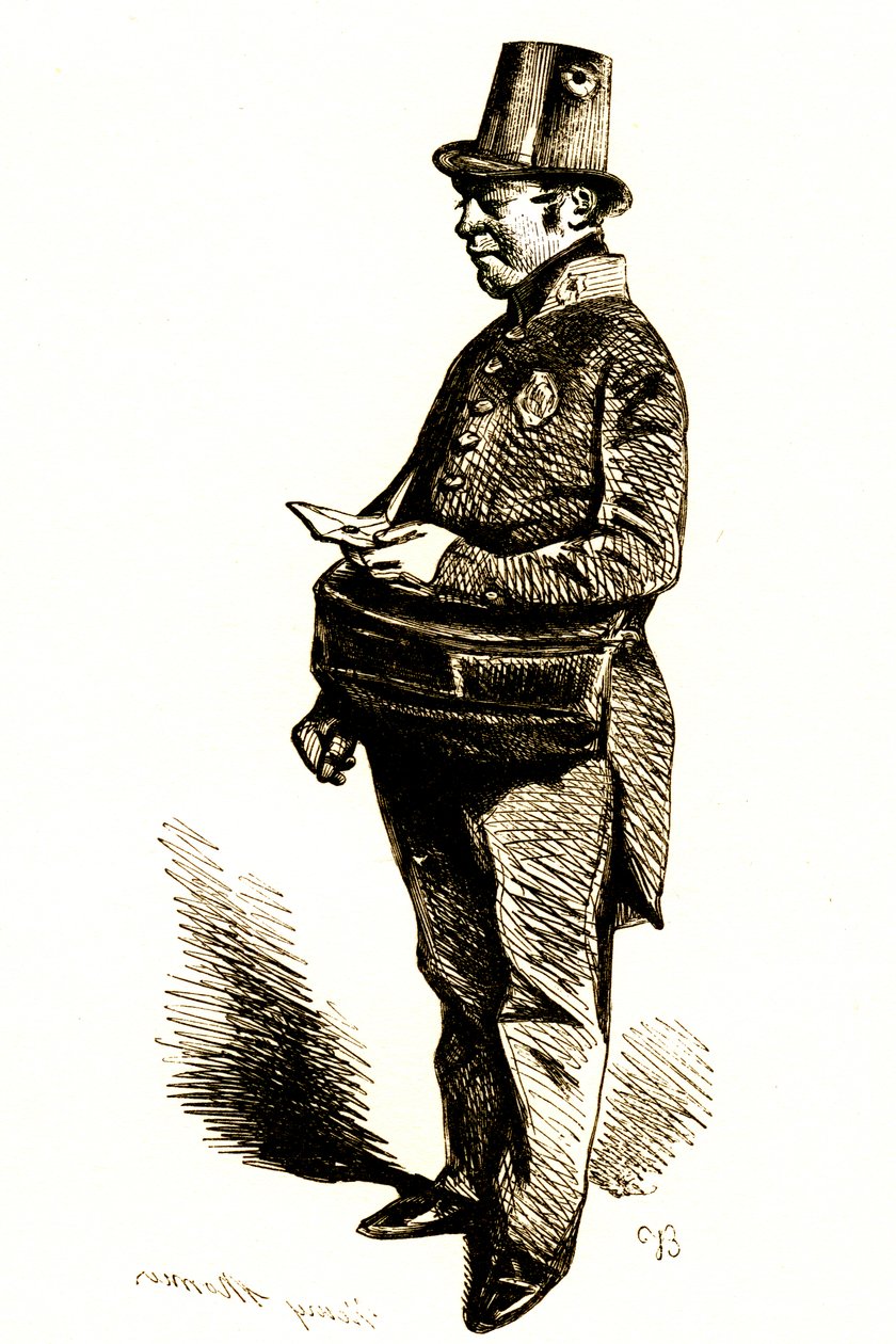 Der Postbote, ein Brief in der Hand von Henri Bonaventure Monnier