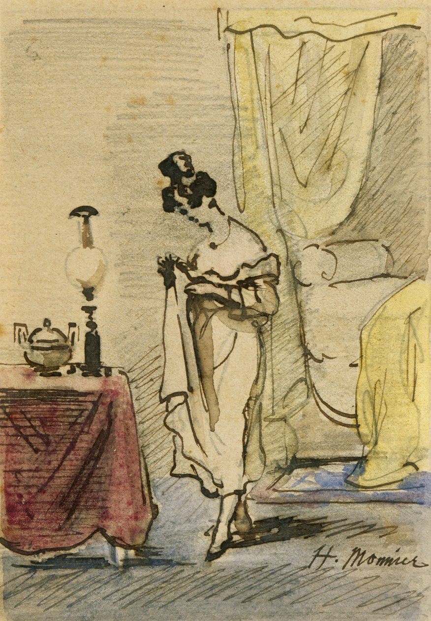 Junge Dame zu Hause von Henri Bonaventure Monnier