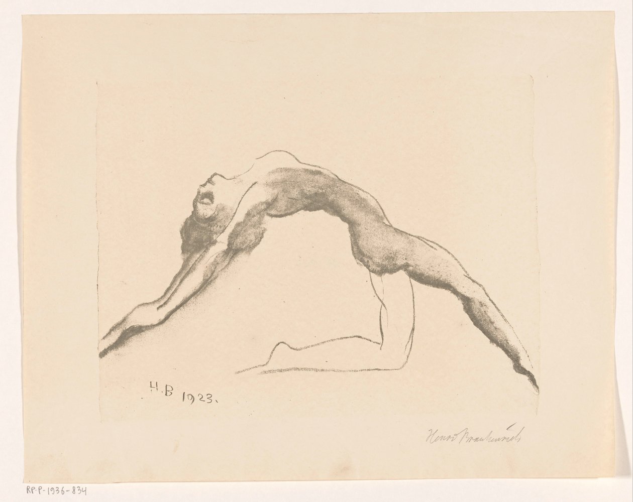 Nackte Frau, die rückwärts springt von Henri Braakensiek (signed by artist)