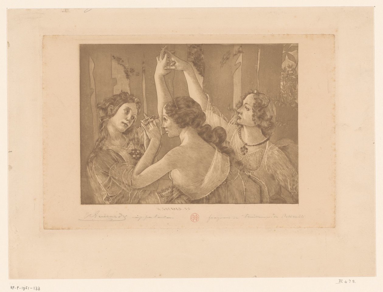 Drei Grazien der Primavera von Henri Charles Guérard (signed by artist)
