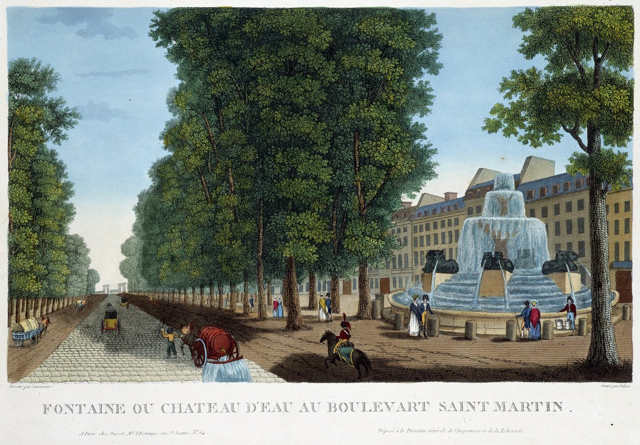 Brunnen oder Wasserschloss von Bd St Martin - in "Vues de Paris" von Courvoisier von Henri Courvoisier Voisin