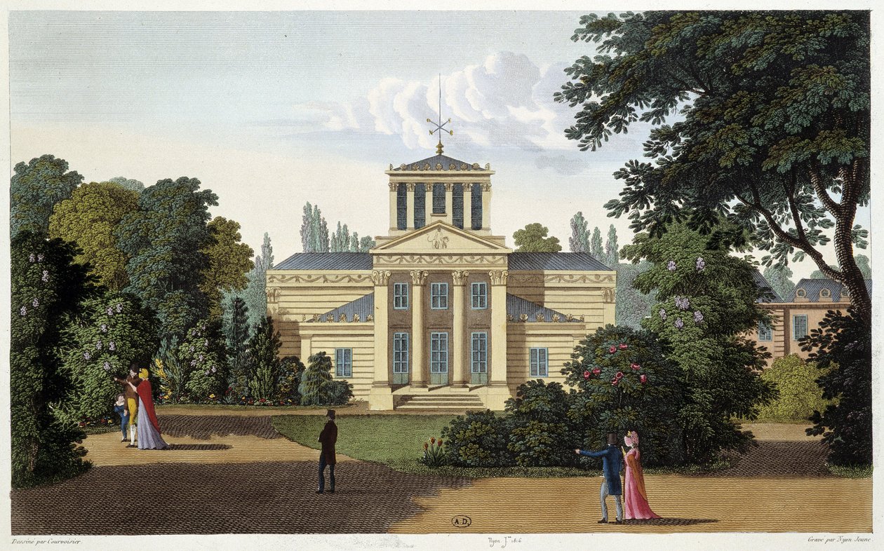 Pavillon des Gartens von Monceau. Gravur von Courvoisier von Henri Courvoisier Voisin