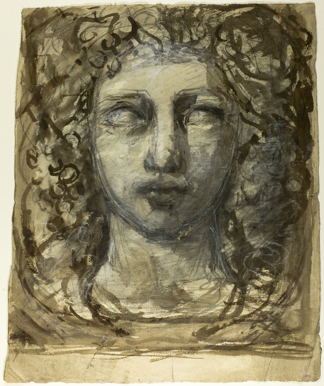 Studie eines weiblichen Kopfes (recto); Klassischer männlicher Kopf (verso) von Henri Cros