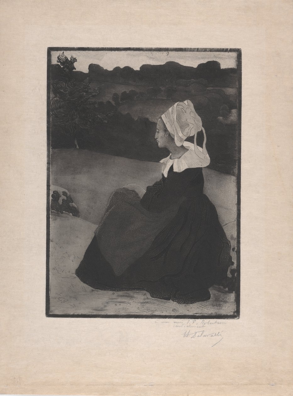 Sitzende Bretonin von Henri Delavallee