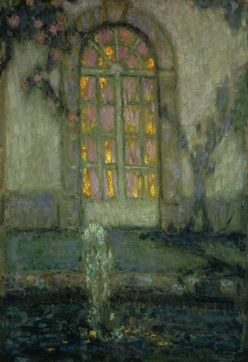 Glastür zum Garten; Porte Vitree sur le Jardin von Henri Eugene Augustin Le Sidaner