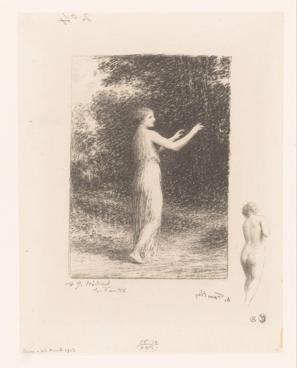 Maagd van Lycus wandelt in de natuur von Ignace Henri Jean Fantin Latour