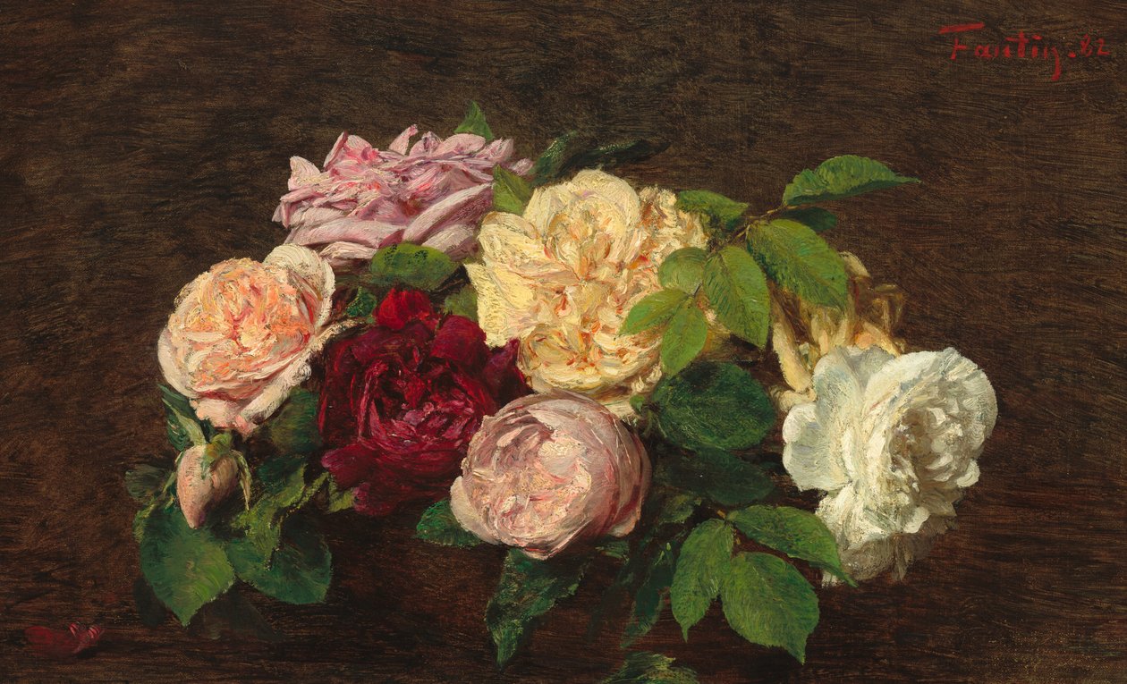 Rosen von Nizza auf einem Tisch, 1882 von Ignace Henri Jean Fantin Latour