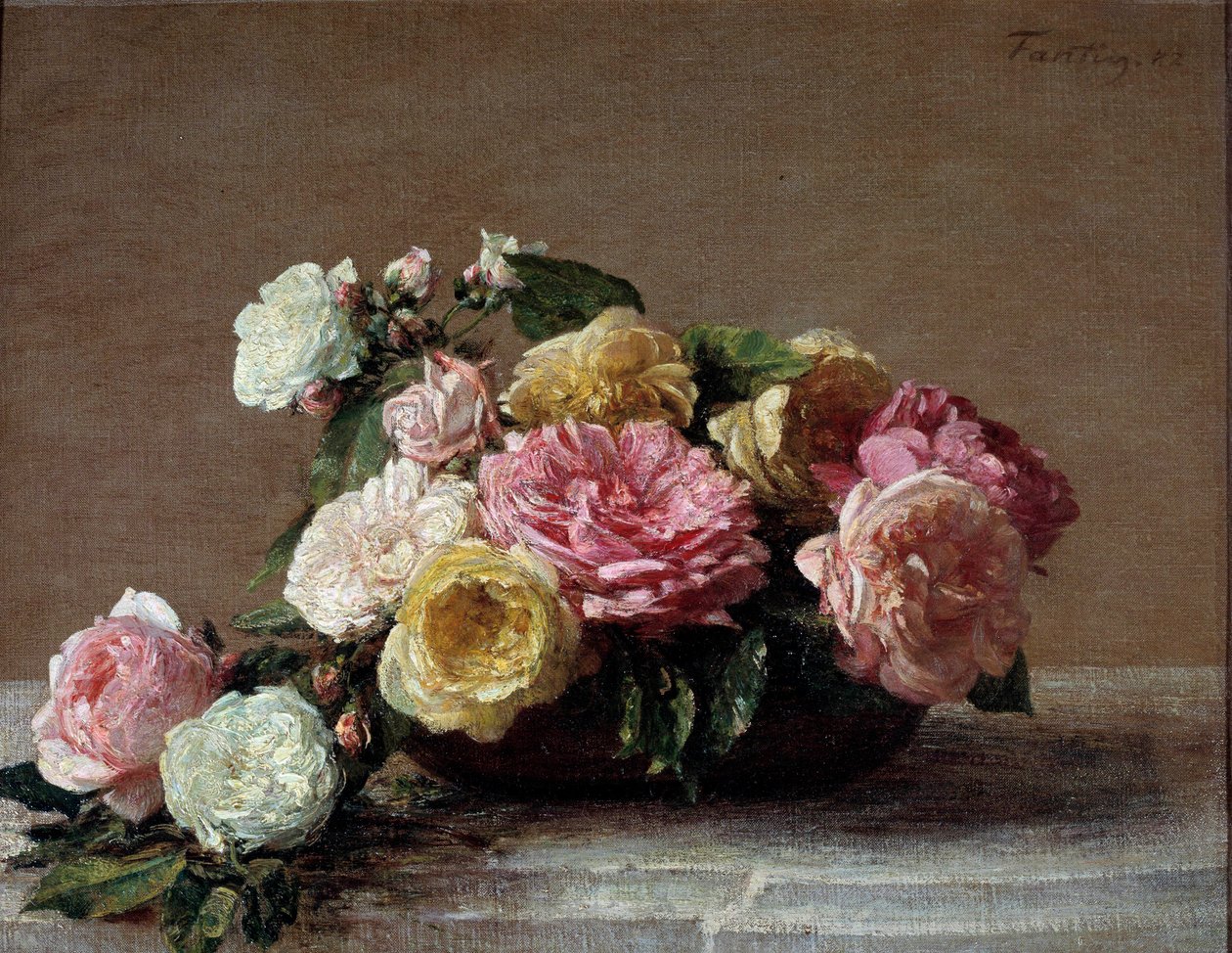 Rosen in einer Tasse von Ignace Henri Jean Fantin-Latour