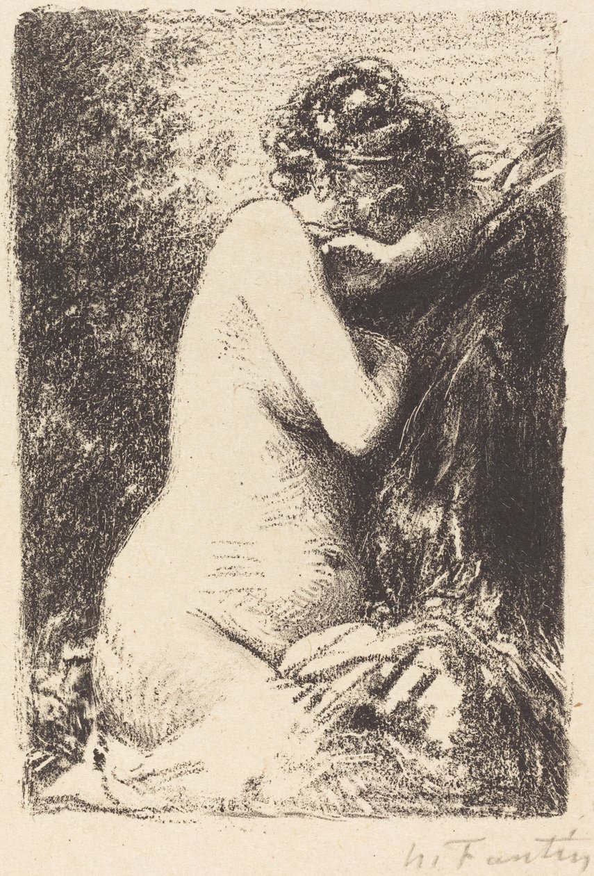 Weinende: Studie einer nackten Frau, sitzend im Profil nach rechts von Ignace Henri Jean Fantin Latour
