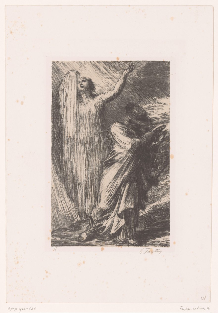 Wotan ruft die Erdgöttin Erda an, Siegfried. Akt III. Evokation von Erda, Leben und Werke von Richard Wagner (Serientitel) von Ignace Henri Jean Fantin Latour