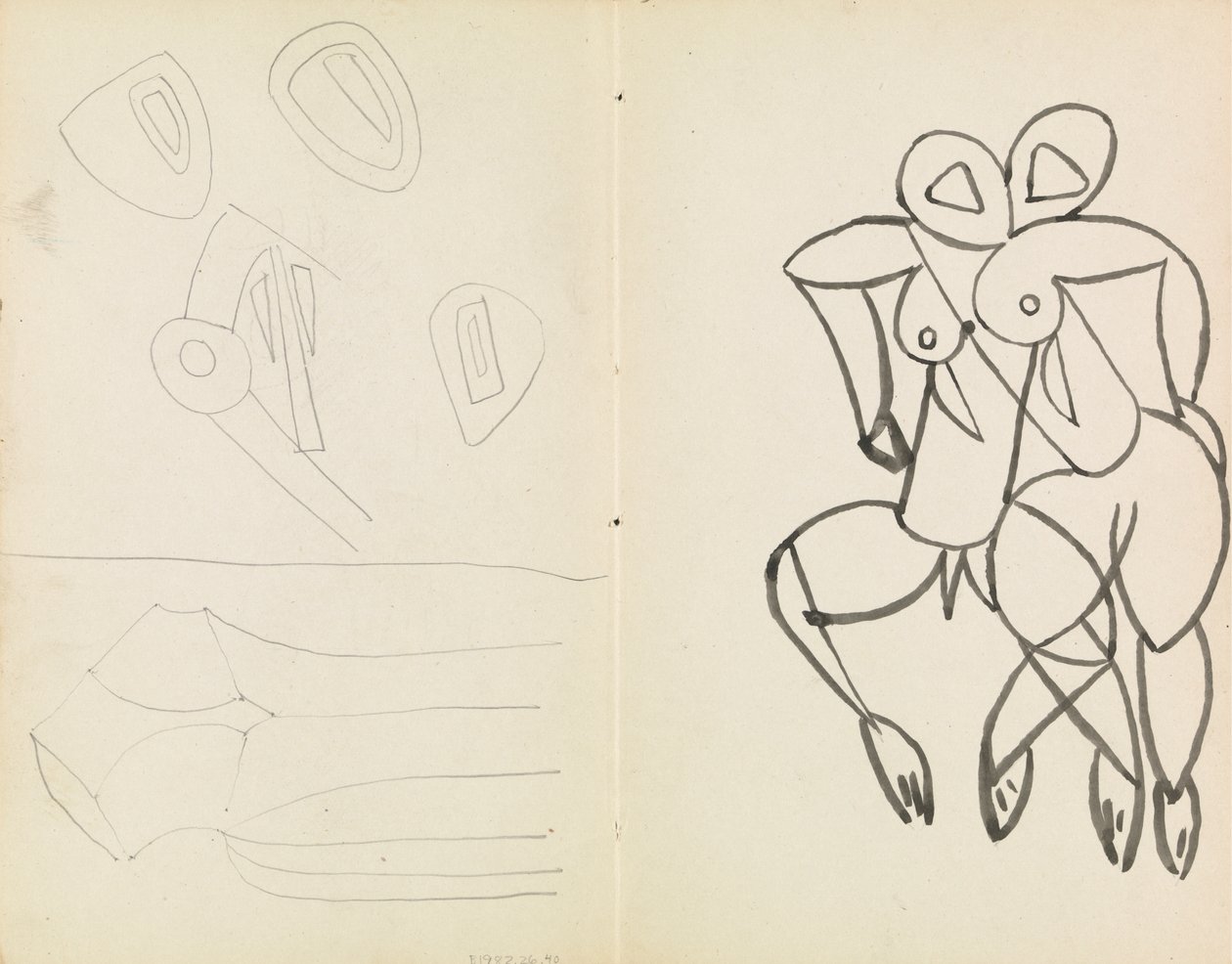 Fünf abstrakte Skizzen und Studien für männliche und weibliche Figuren von Henri Gaudier Brzeska