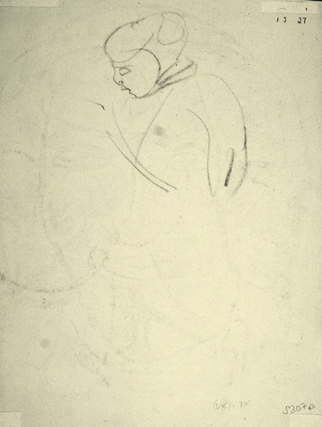 Studie einer Frau, die nach unten schaut von Henri Gaudier Brzeska