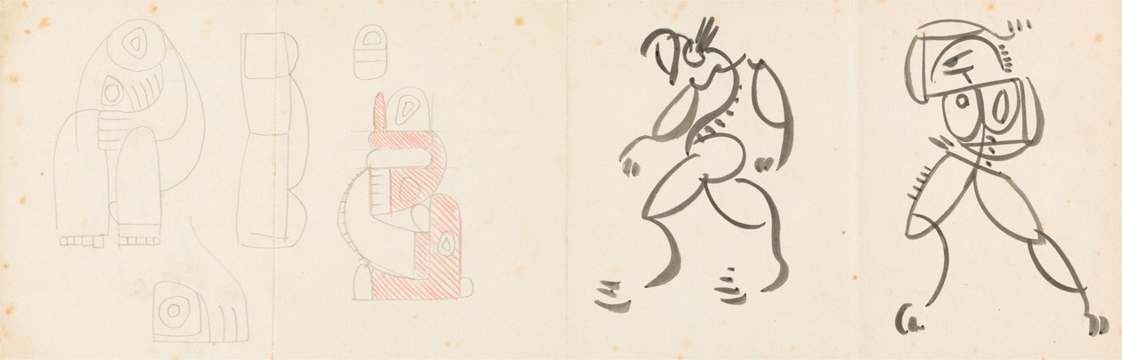 Zwei tanzende Figuren und fünf Studien für eine Mutter-Kind-Gruppe von Henri Gaudier Brzeska