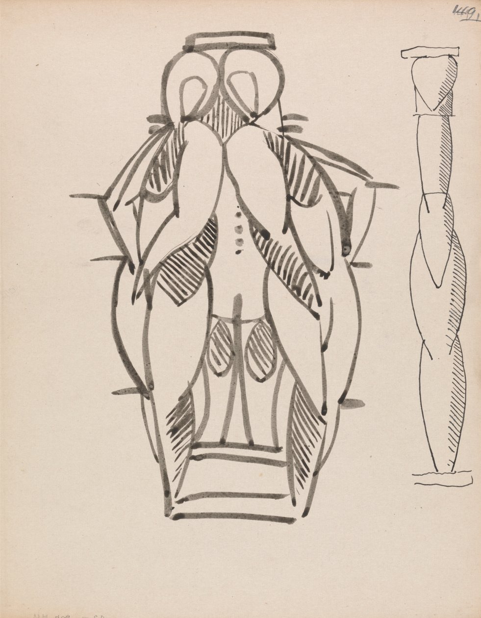 Zwei Studien für eine skulpturale Säule von Henri Gaudier Brzeska