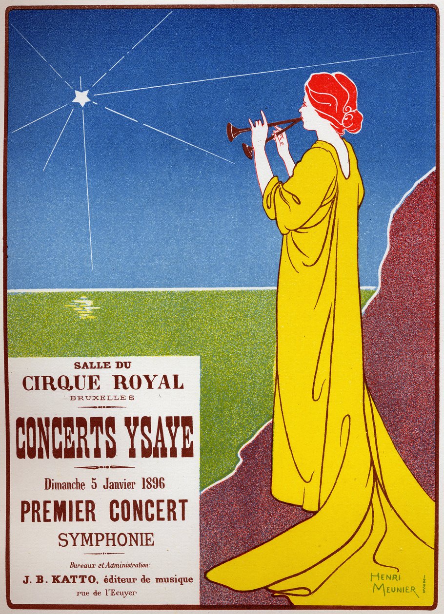 Musik. Ysaye-Konzerte in Brüssel. Plakat von H. Meunier, Belgien von Henri Georges Jean Isidore Meunier