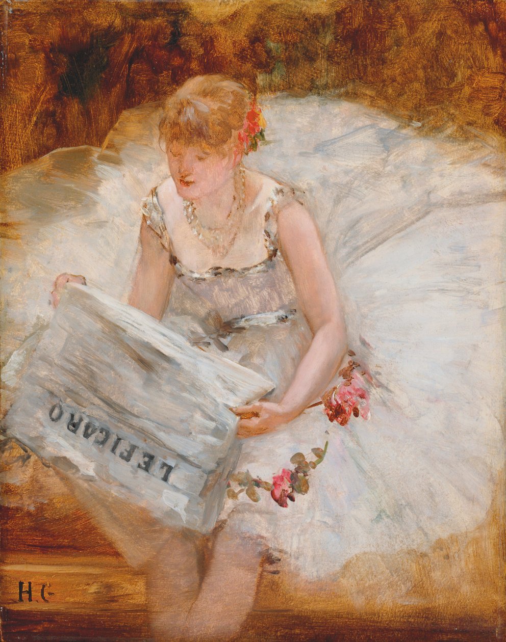 Ballerina liest Le Figaro, ca. 1885 von Henri Gervex