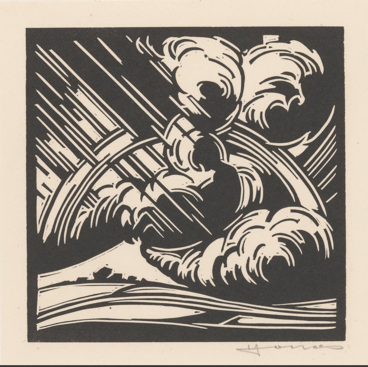 Sturm über einer Landschaft von Henri Jonas (signed by artist)