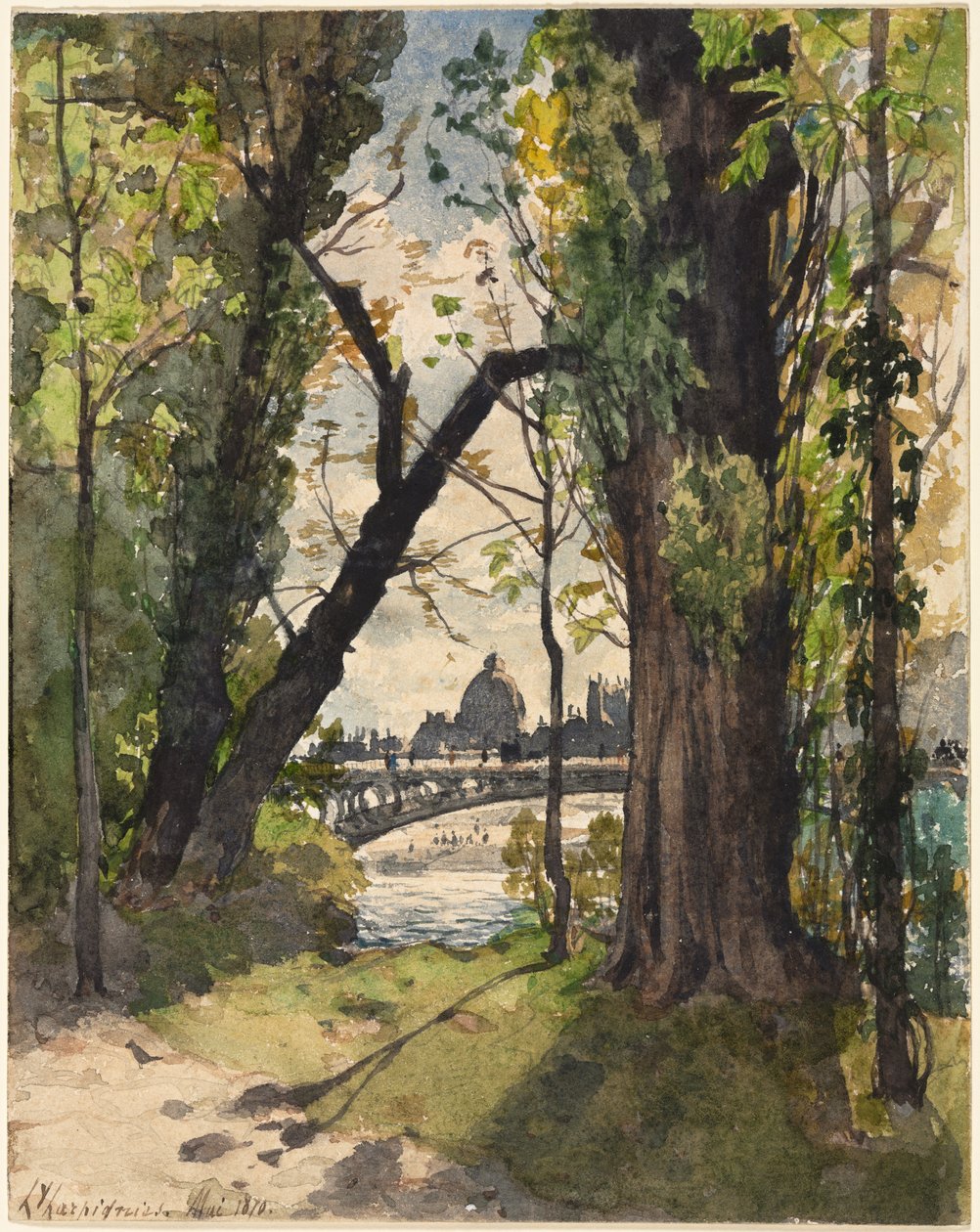 Ansicht des Institut de France vom Fuß der Pont Royal, 1870 von Henri-Joseph Harpignies