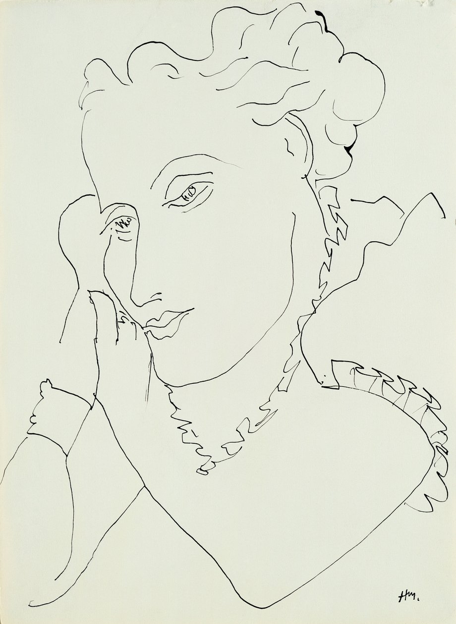 Kopf einer Frau, Hände an ihrer Wange von Henri Matisse
