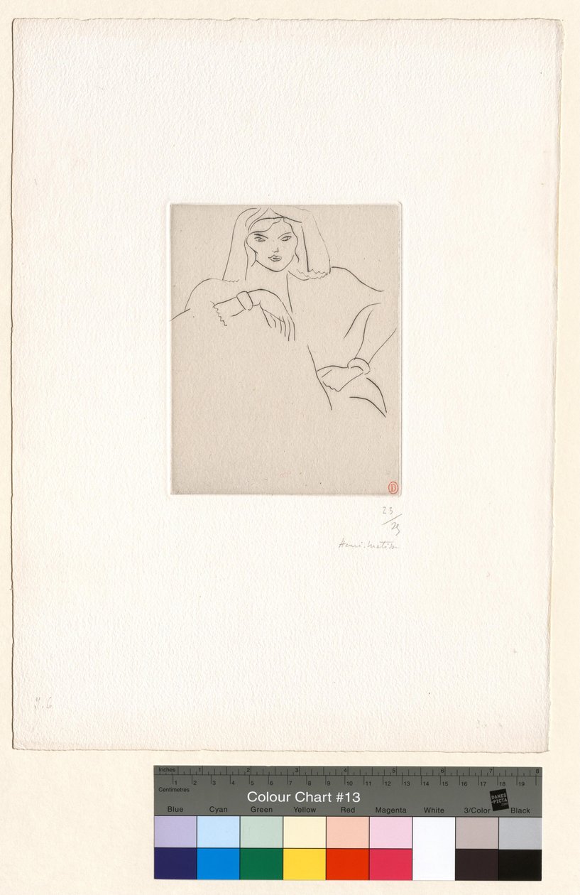 Junge Frau, die sich anlehnt, Schleier auf dem Kopf von Henri Matisse