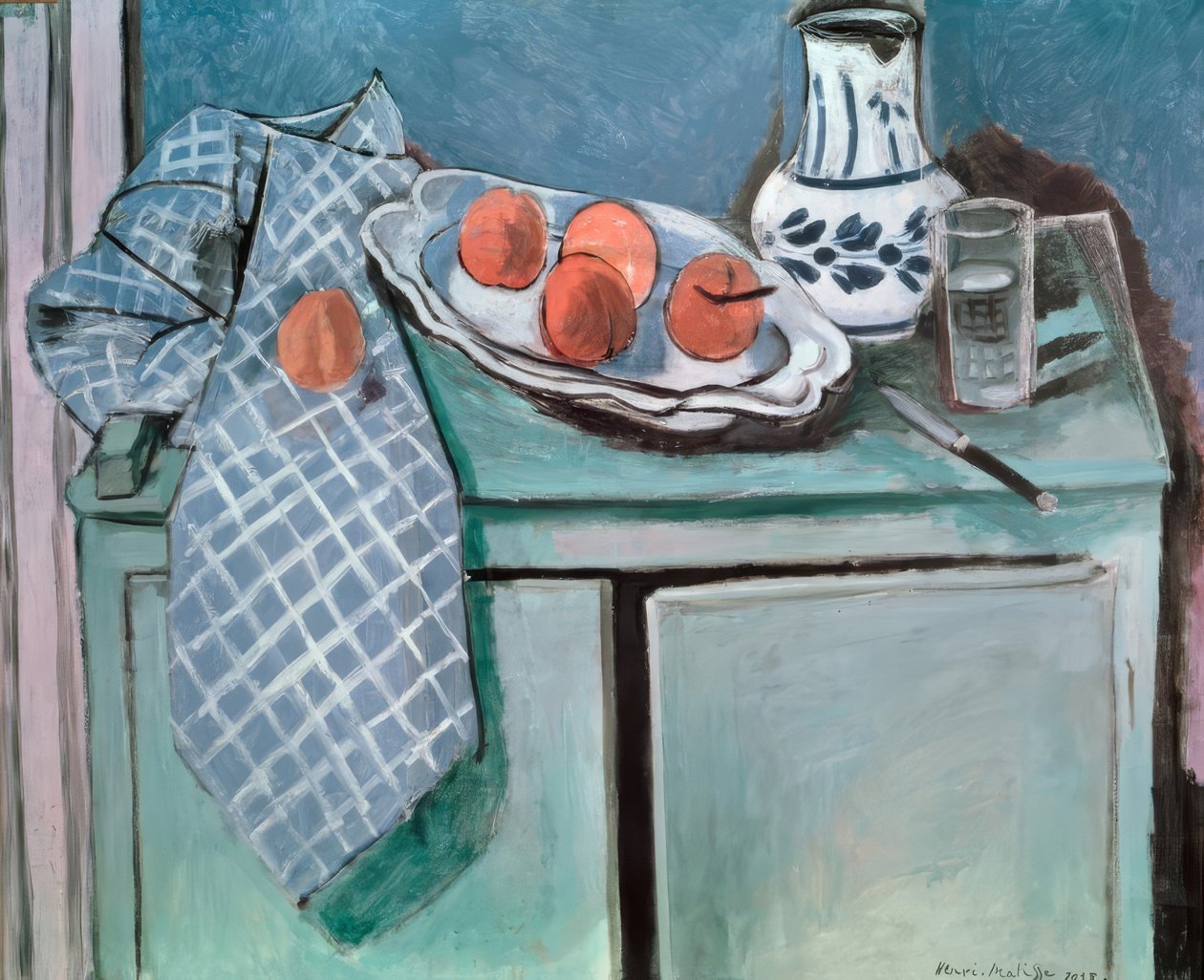 Stillleben auf grünem Sideboard von Henri Matisse