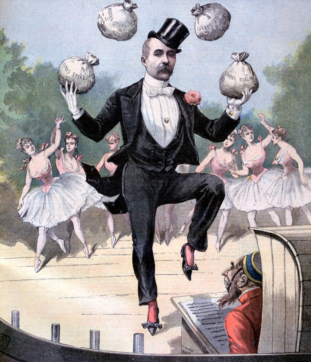 Georges Clemenceau jongliert mit Säcken englischen Geldes, 1893 von Henri Meyer