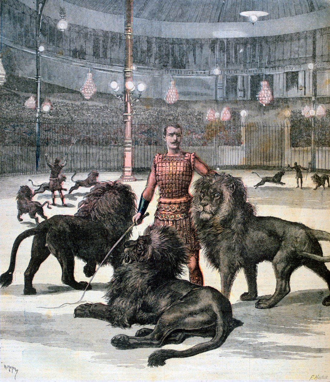 Löwenbändigung im Lhippodrome, Paris, 1891 von Henri Meyer