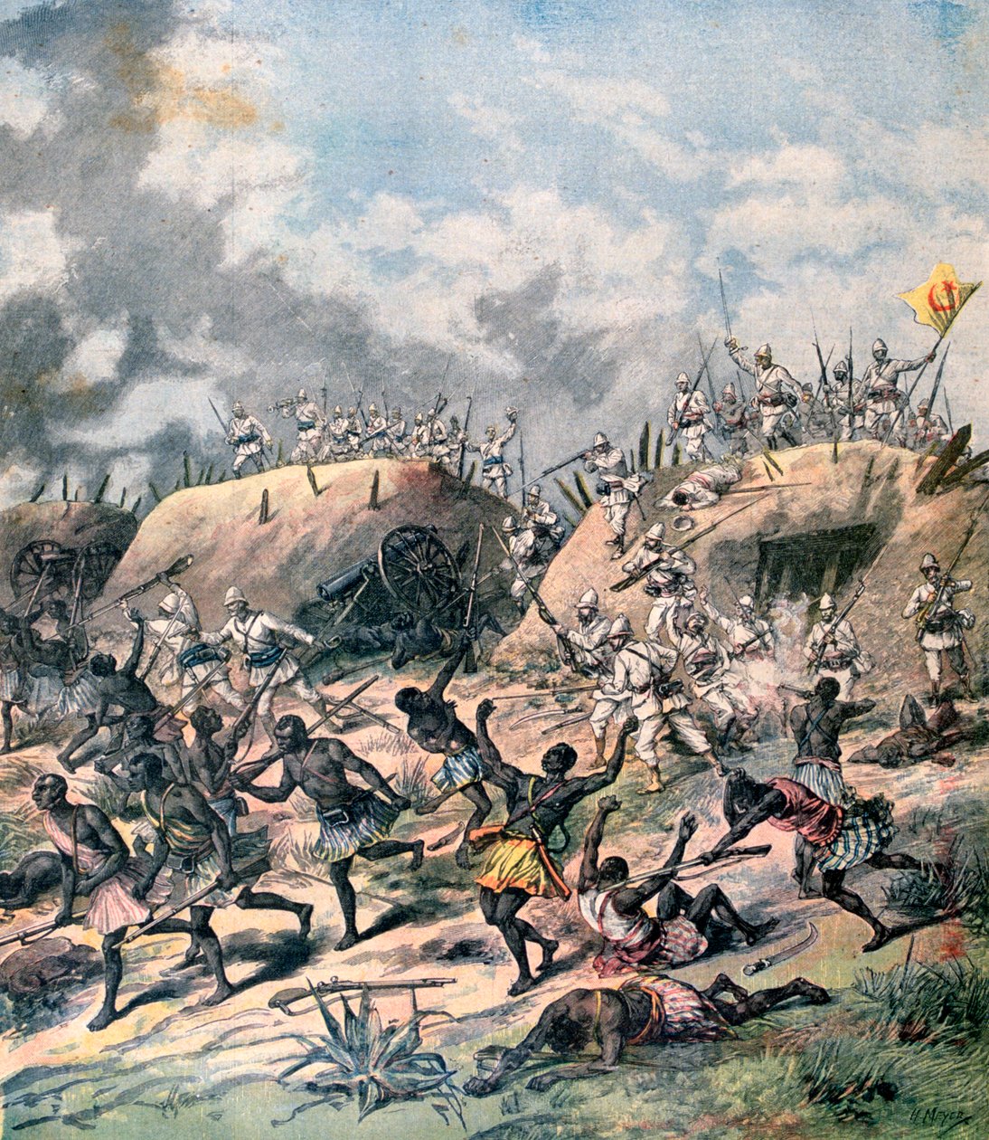 Der französische Angriff auf Kana, Dahomey, Afrika, 1892 von Henri Meyer